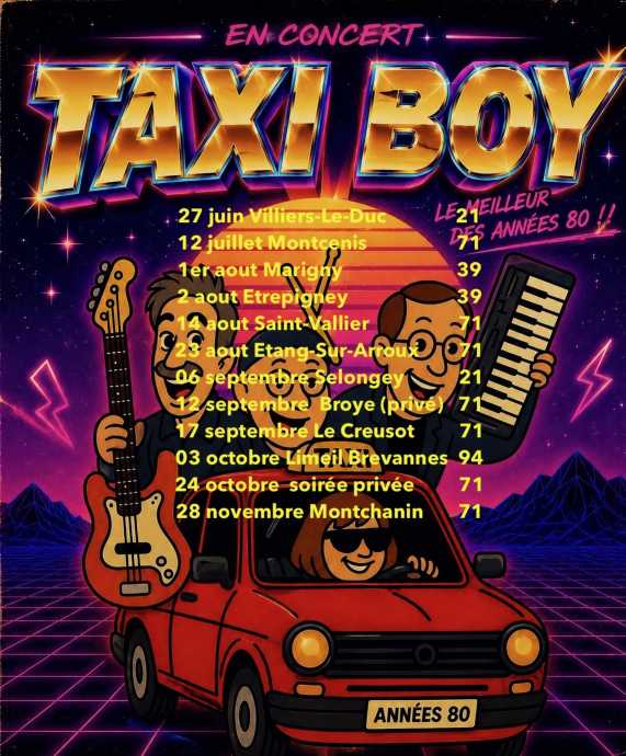 Taxiboy - concert - années 80 - affiche du groupe